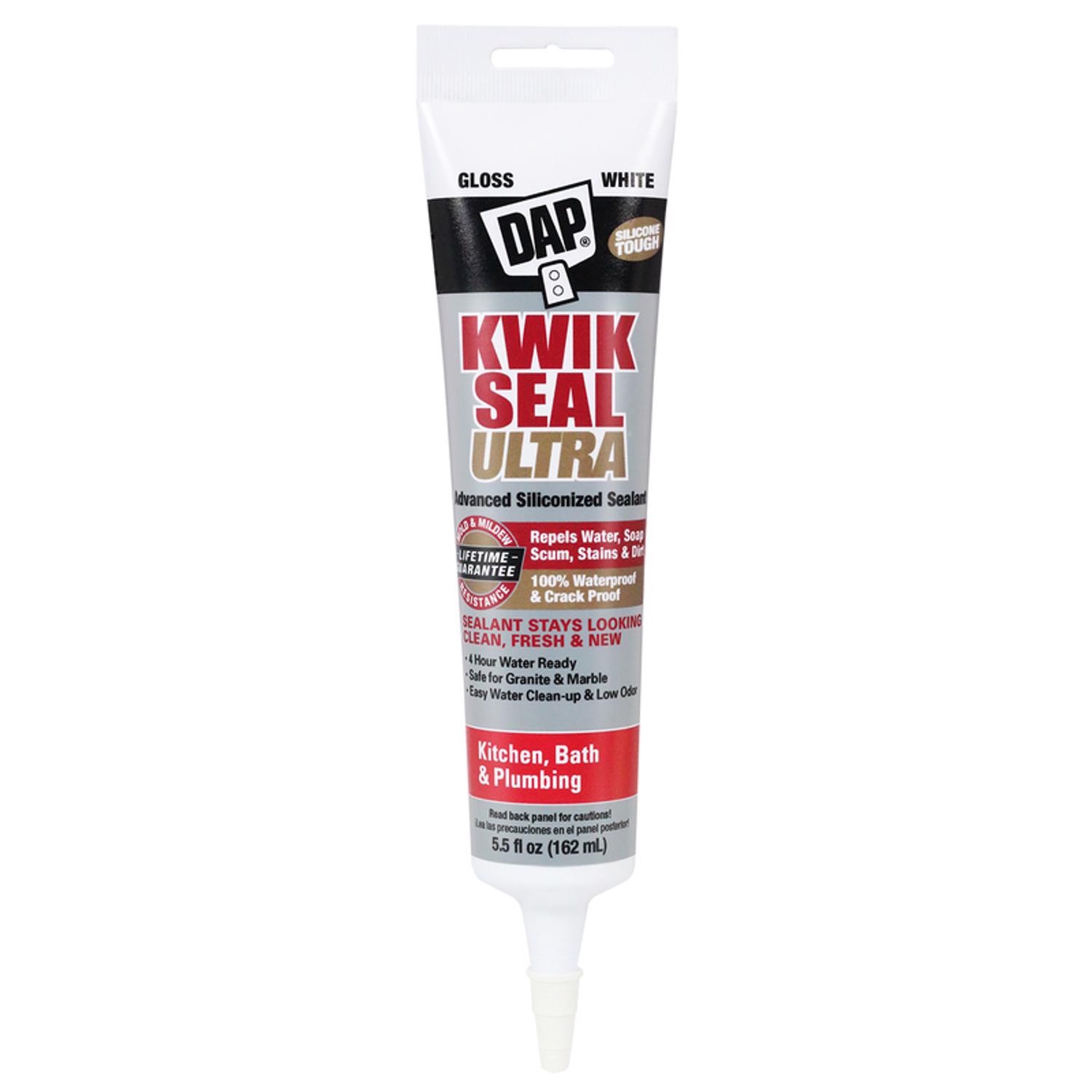 DAP Kwik Seal Ultra White Siliconized Acrylic Kitchen and Bath Sealant 5.5 oz