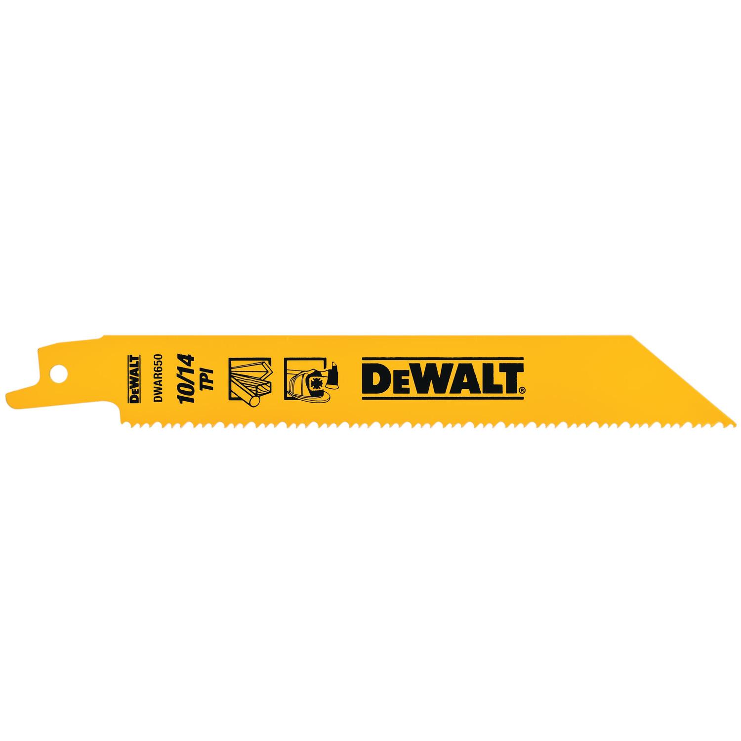 DEWALT 6 in. Bi-Metal Reciprocating Saw Blade 10/14 TPI 5 pk