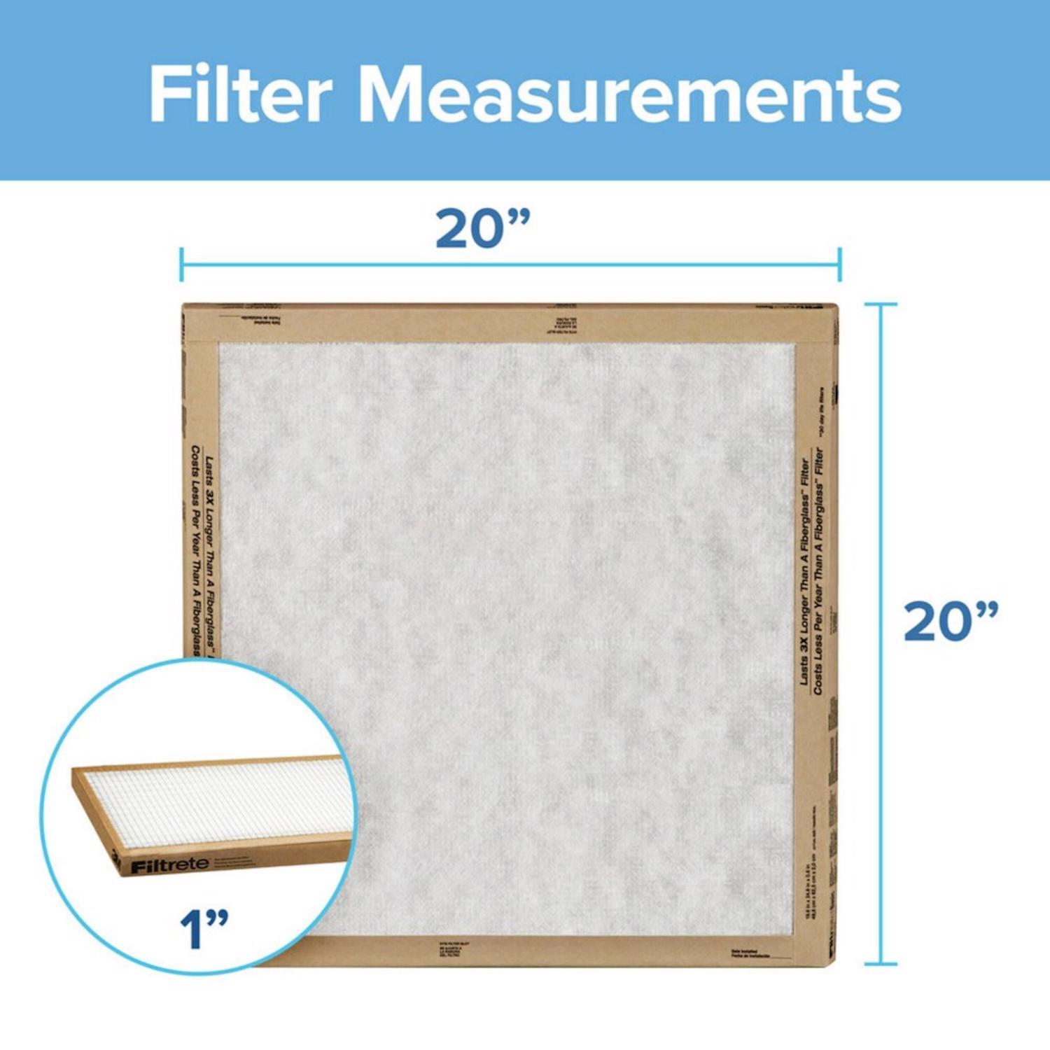 Filtrete 20 in. W X 20 in. H X 1 in. Synthetic 2 MERV Flat Panel Filter 2 pk