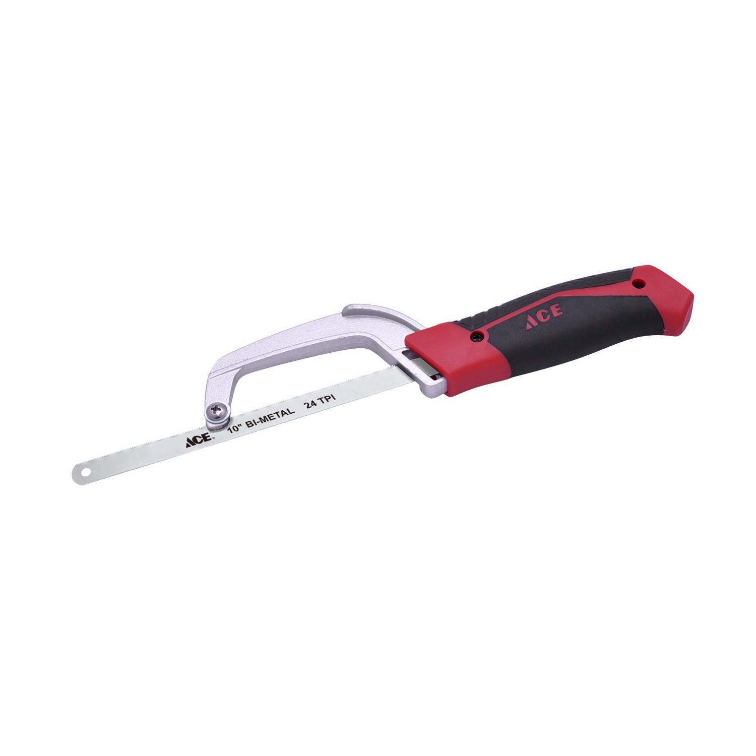 Ace 10 in. Bi-Metal Adjustable Compact Hacksaw Black/Red 1 pc