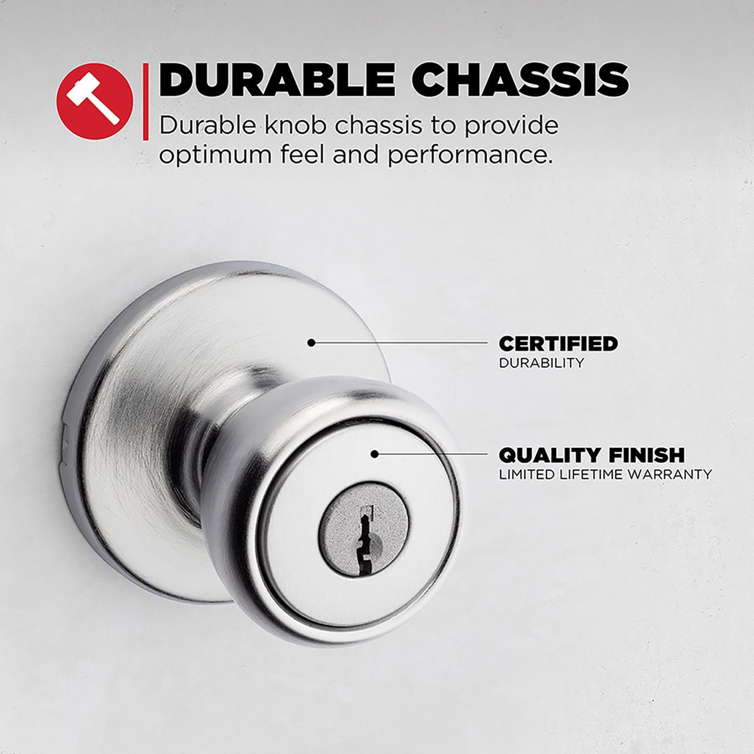 Kwikset Tylo Satin Chrome Entry Knobs 1-3/4 in.
