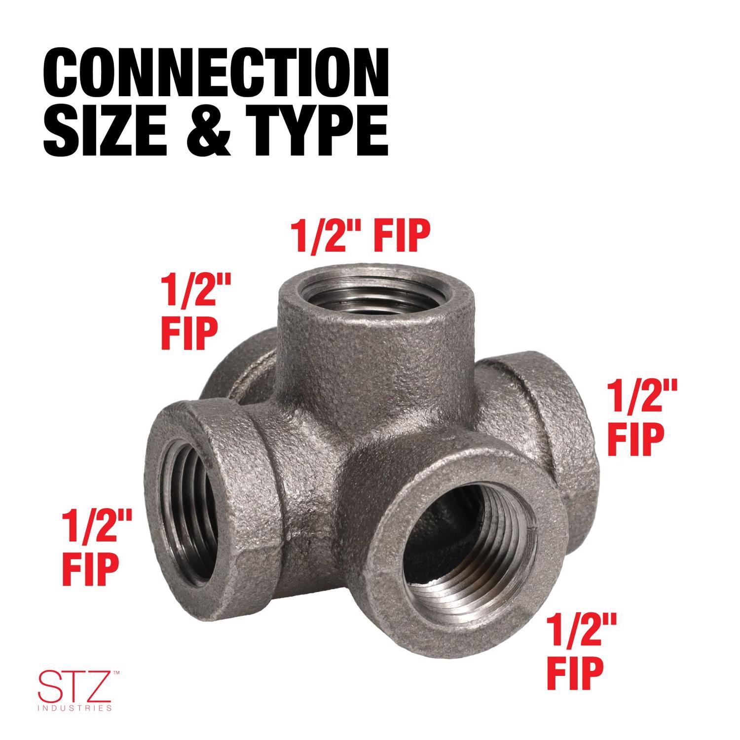 STZ Industries 1/2 in. FIP each X 1/2 in. D FIP 1/2 in. D Female Black Malleable Iron Cross
