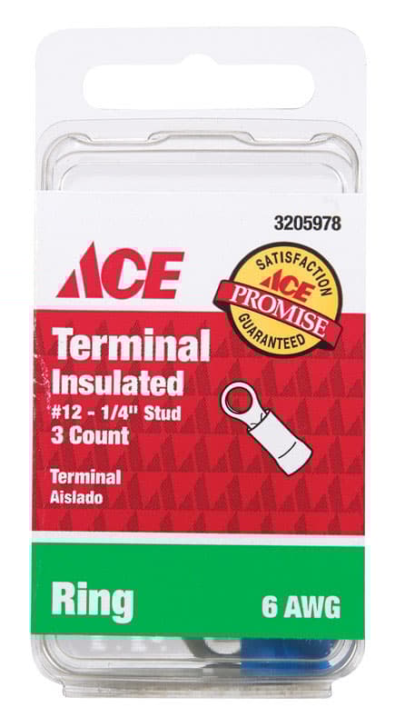 Ace Ring Terminal Blue 3 pk