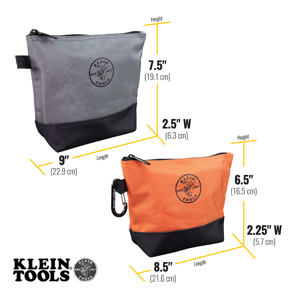 Klein Zipper Bag, Stand-Up Tool Pouch, 2-Pack