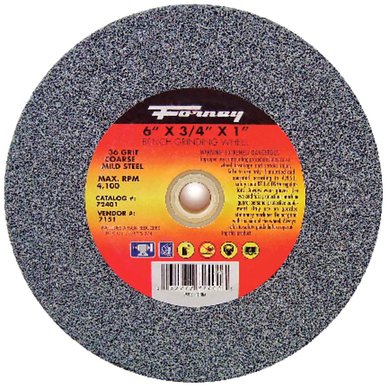 Forney 6 in. D X 1 in. in. X 3/4 in. thick Bench Grinding Wheel 1 pc