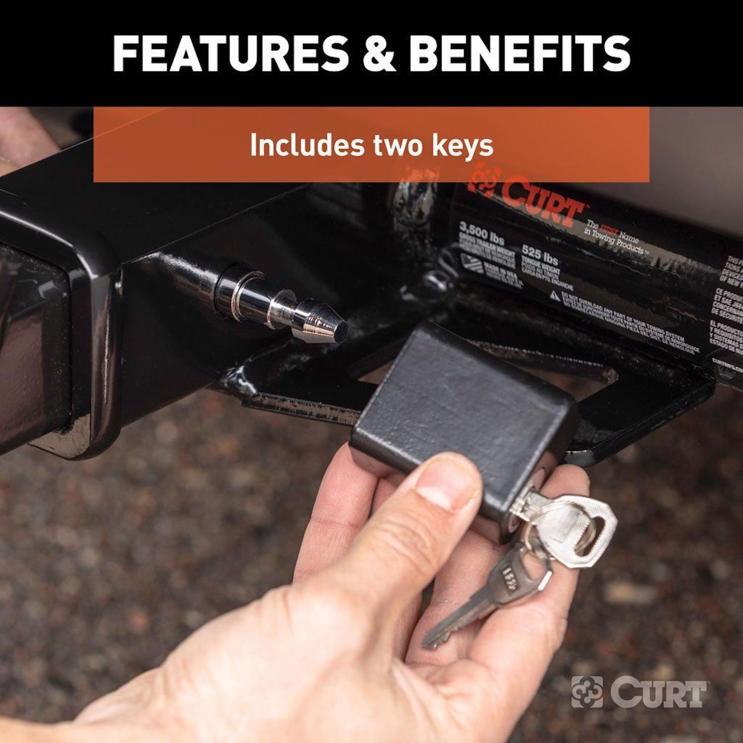 CURT 3500 lb. cap. Hitch Lock with Adapter