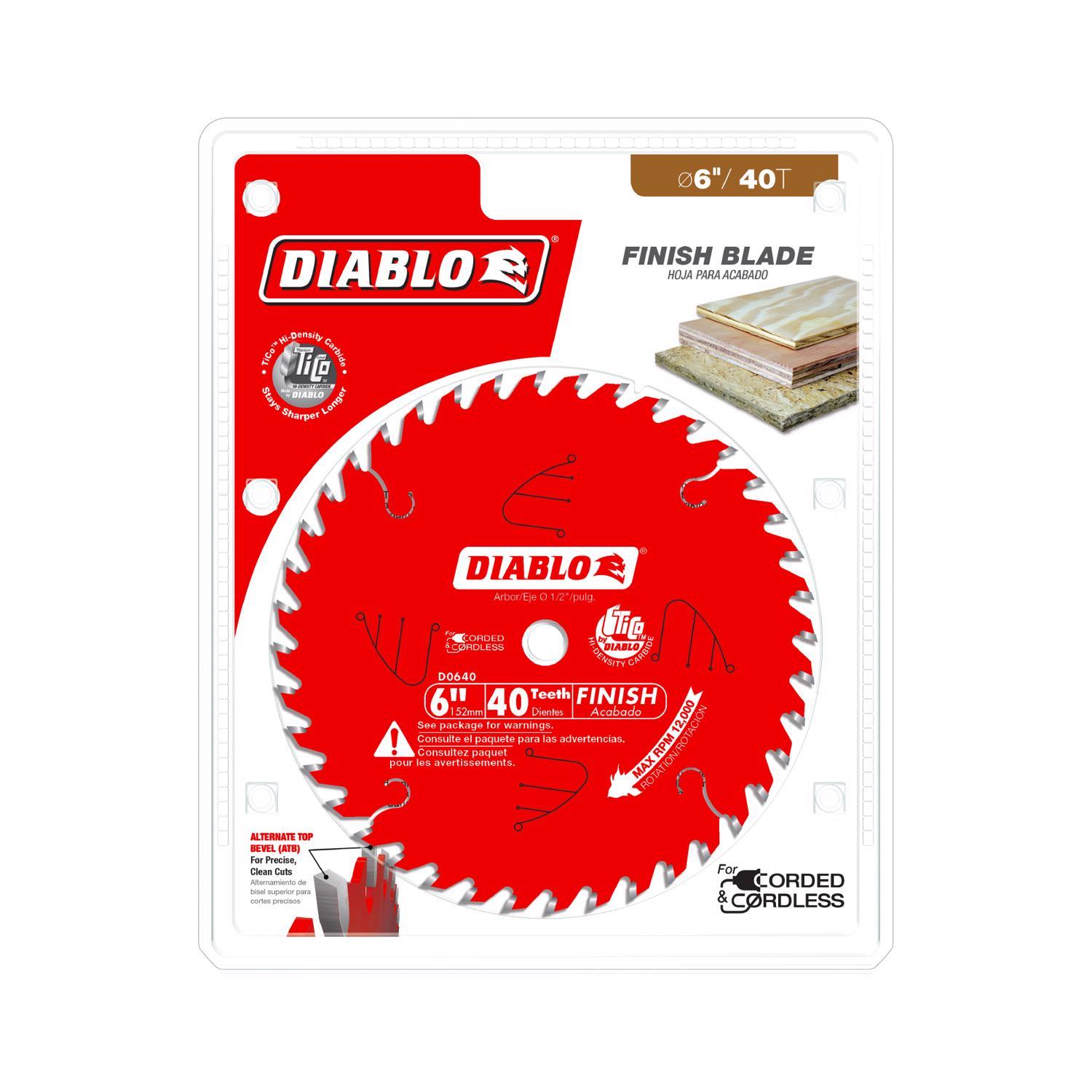 Diablo 6 in. D X 1/2 in. TiCo Hi-Density Carbide Finish Saw Blade 40 teeth 1 pk
