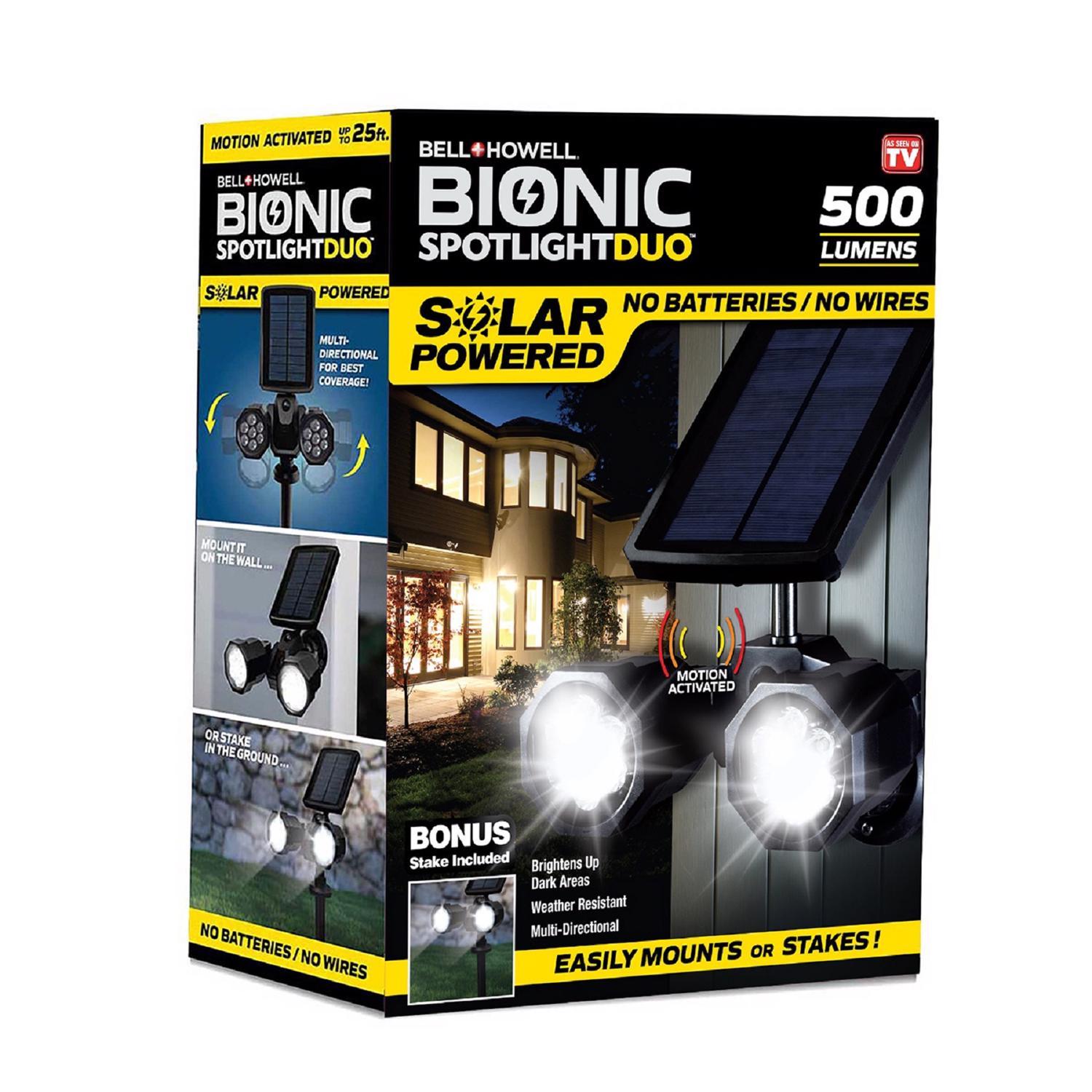 Bell + Howell Bionic Spotlight Duo Motion-Sensing Solar Powered Led Black Spotlight