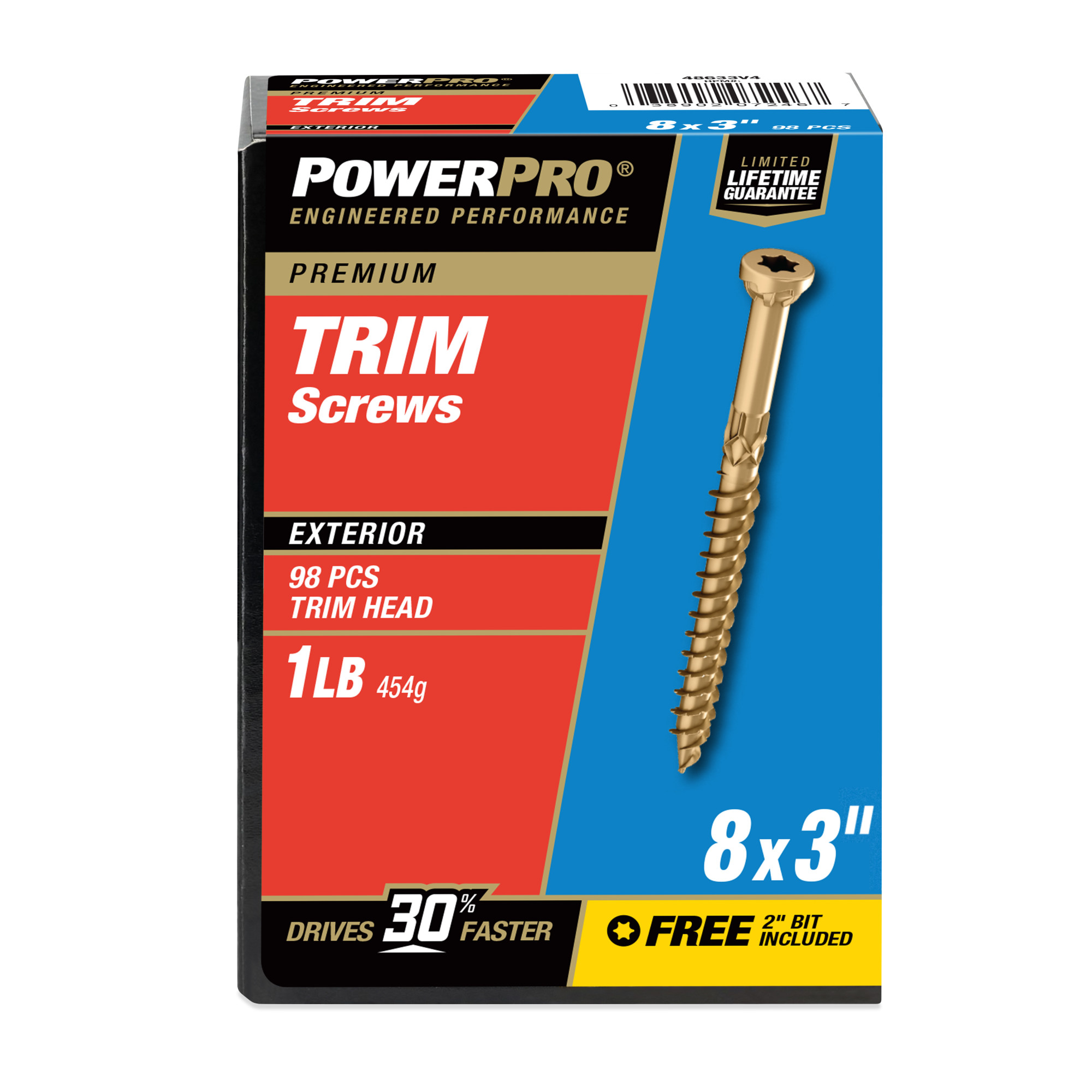 Power Pro&reg; Premium Bronze Exterior Trim Screws (#8 x 3 in.) - 98 pc