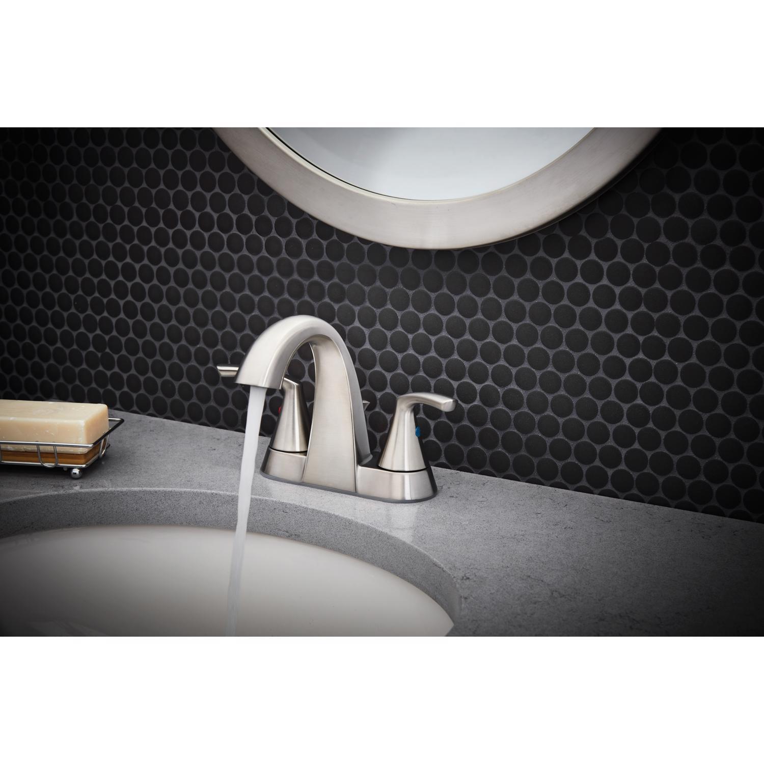 Oakbrook Collection Pacifica Brushed Nickel Transitional Two-Handle Bathroom Sink Faucet 4 in.