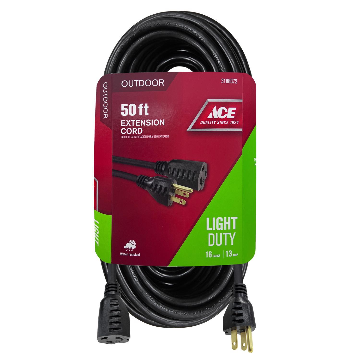 Ace Outdoor 50 ft. L Black Extension Cord 16/3 SJTW