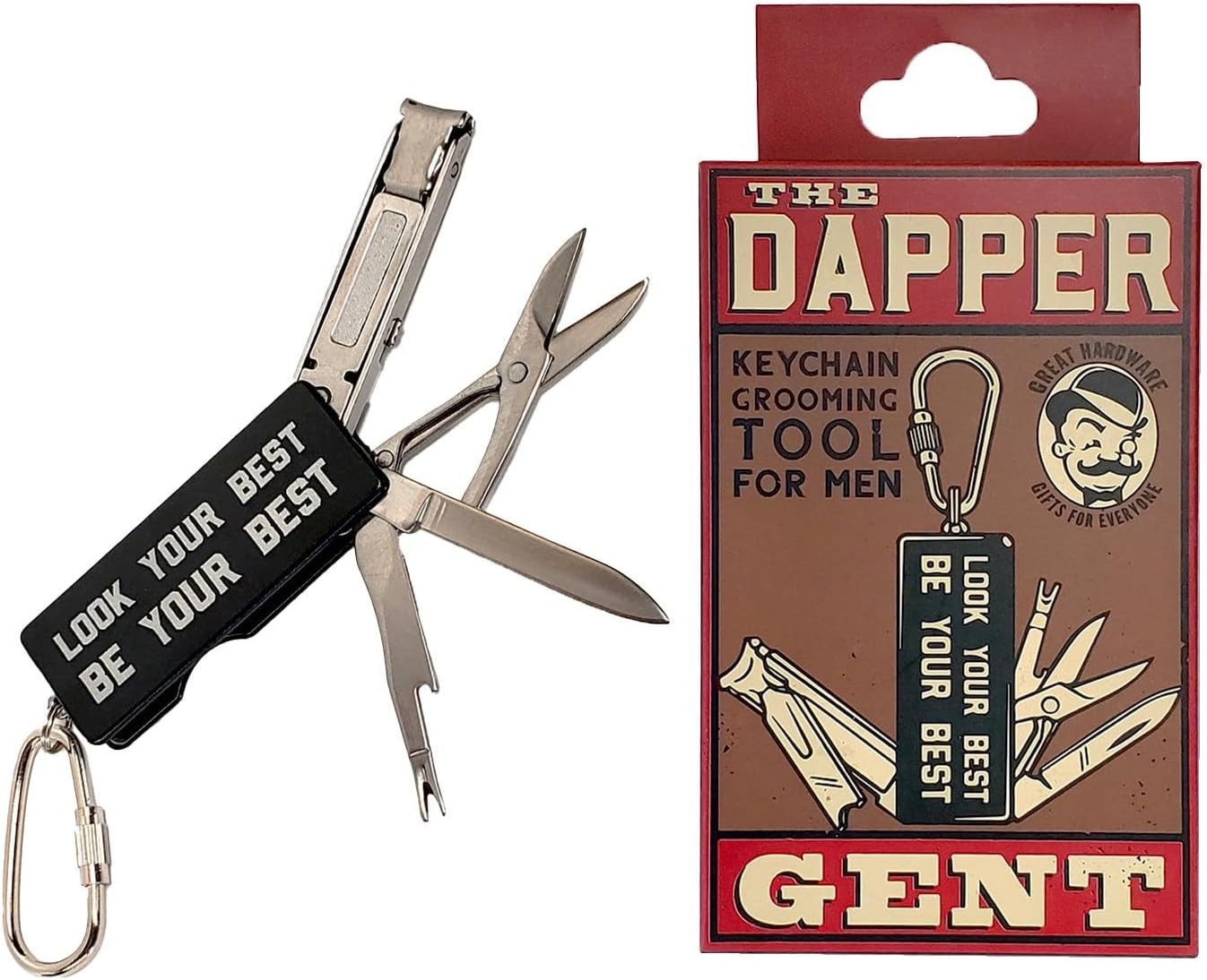 Trixie & Milo The Dapper Gent - Pocket Manicure Tool, Nail Clippers, Nail File & Exfoliator, Mini Straight Blade, Trimming Scissors, Unique Gifts for Men 
