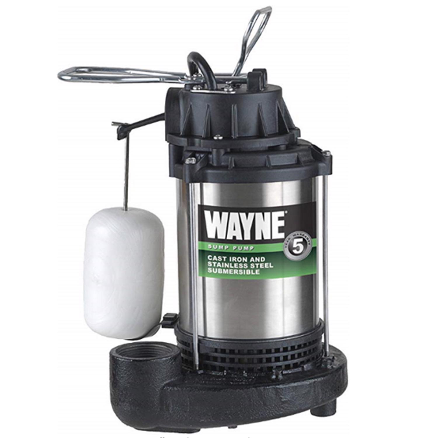 Wayne 1/3 HP 4600 gph Stainless Steel Vertical Float Switch AC Sump Pump 8 ft.