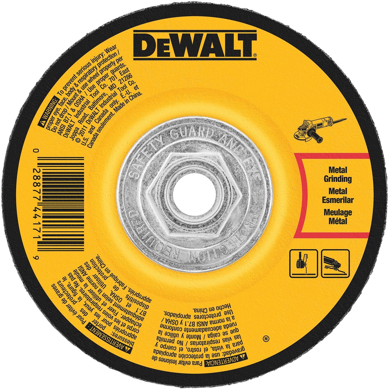 DeWalt 4-1/2 in. D X 5/8 in. X 1/4 in. thick Metal Grinding Wheel 1 pc