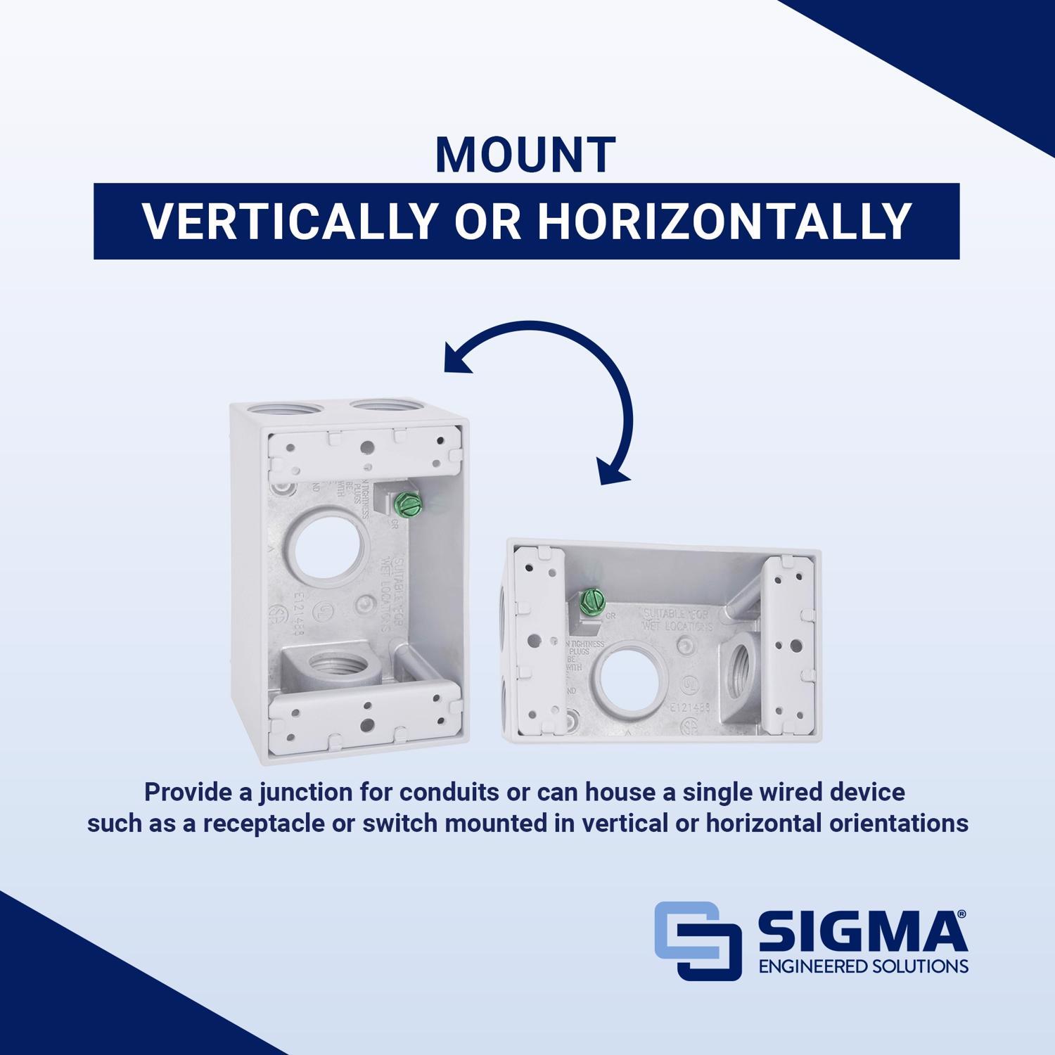 Sigma Engineered Solutions New Work 18.3 cu in Rectangle Die-Cast Metal 1 gang Weatherproof Box Whit