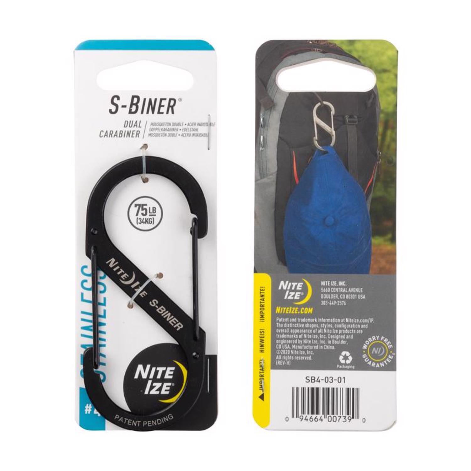 Nite Ize S-Biner Stainless Steel Black Dual Carabiner S-Biner