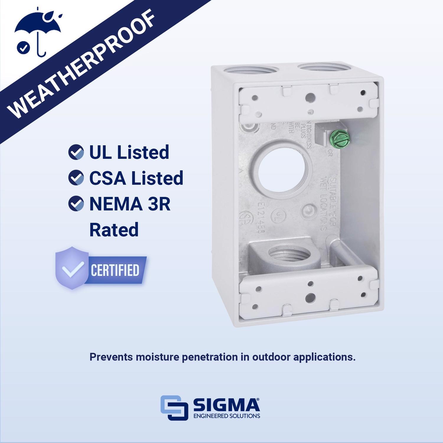 Sigma Engineered Solutions New Work 18.3 cu in Rectangle Die-Cast Metal 1 gang Weatherproof Box Whit
