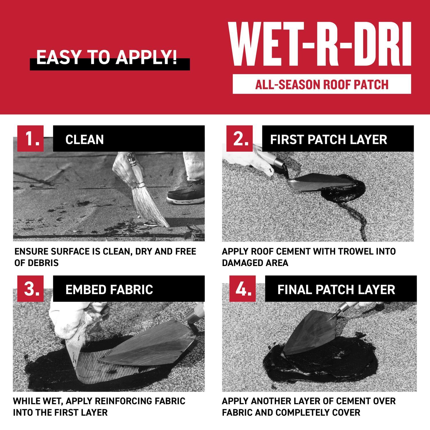 Gardner WET-R_DRI Gloss Black Patching Cement All-Weather Roof Cement 3.6 qt. cap.