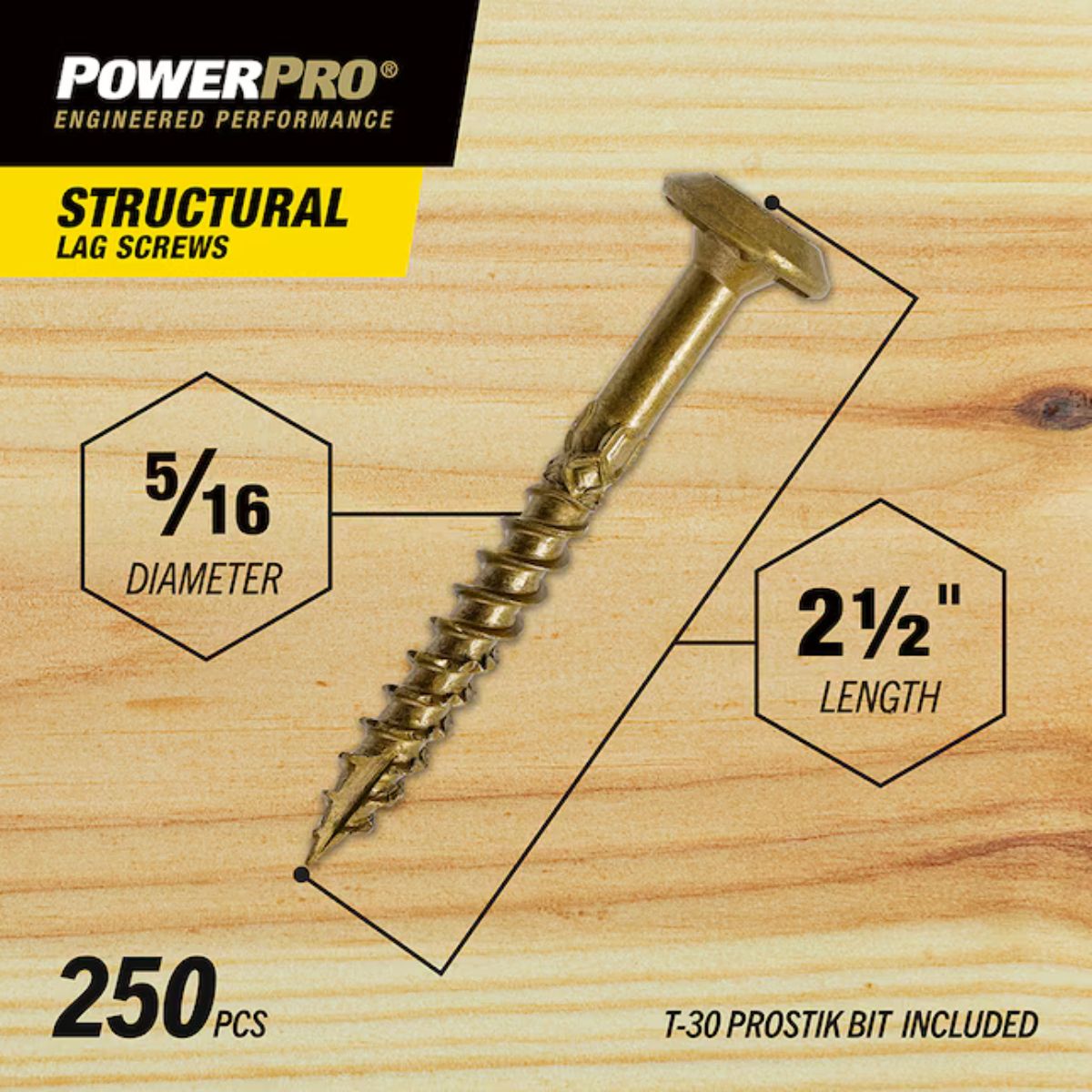 Power Pro 5/16-in x 2-1/2-in Epoxy Exterior Structural wood screws 250 Pieces