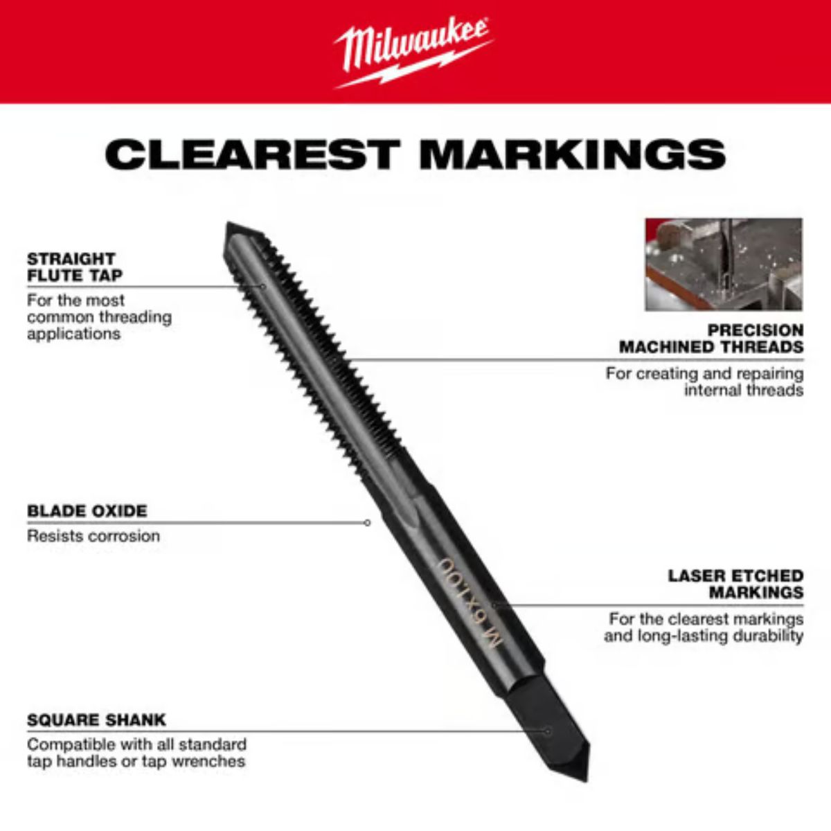 Milwaukee SAE 1/8-27 NPT Straight Flute Taper Tap