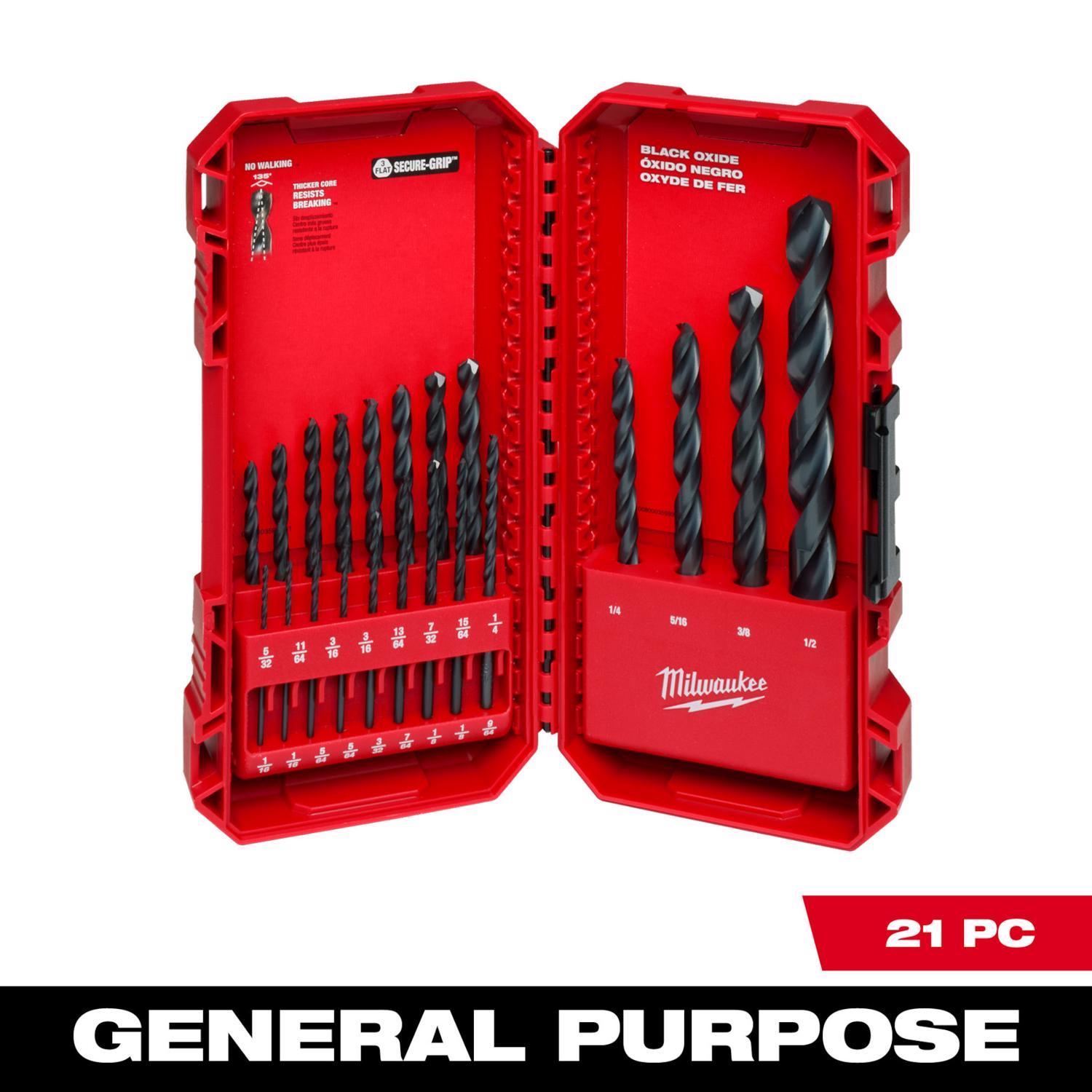 Milwaukee Thunderbolt Black Oxide Drill Bit Set 3-Flat Shank 15 pc
