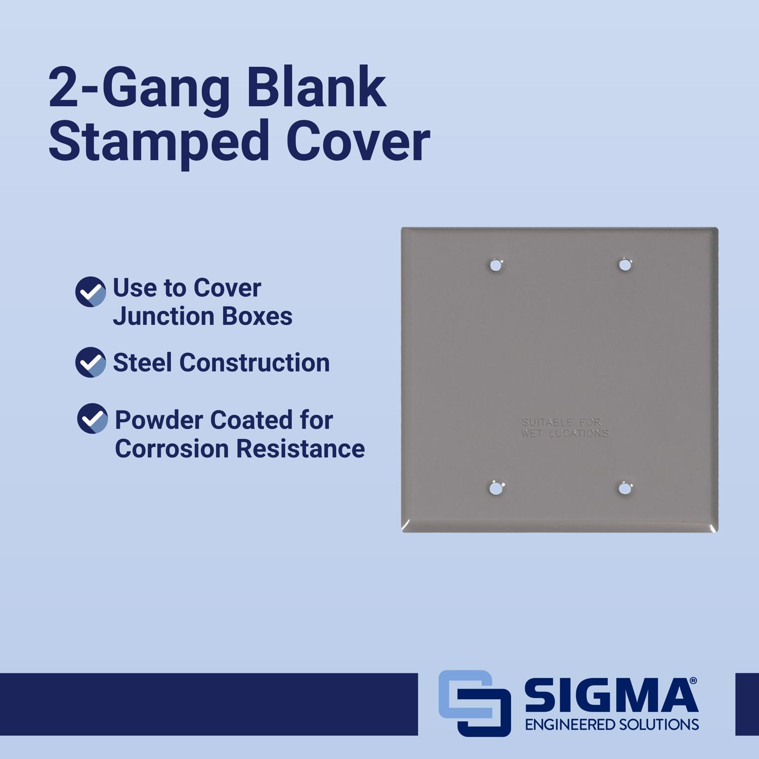 Sigma Engineered Solutions Square Stamped Steel 2 gang 4.49 in. H X 4.49 in. W Flat Box Cover