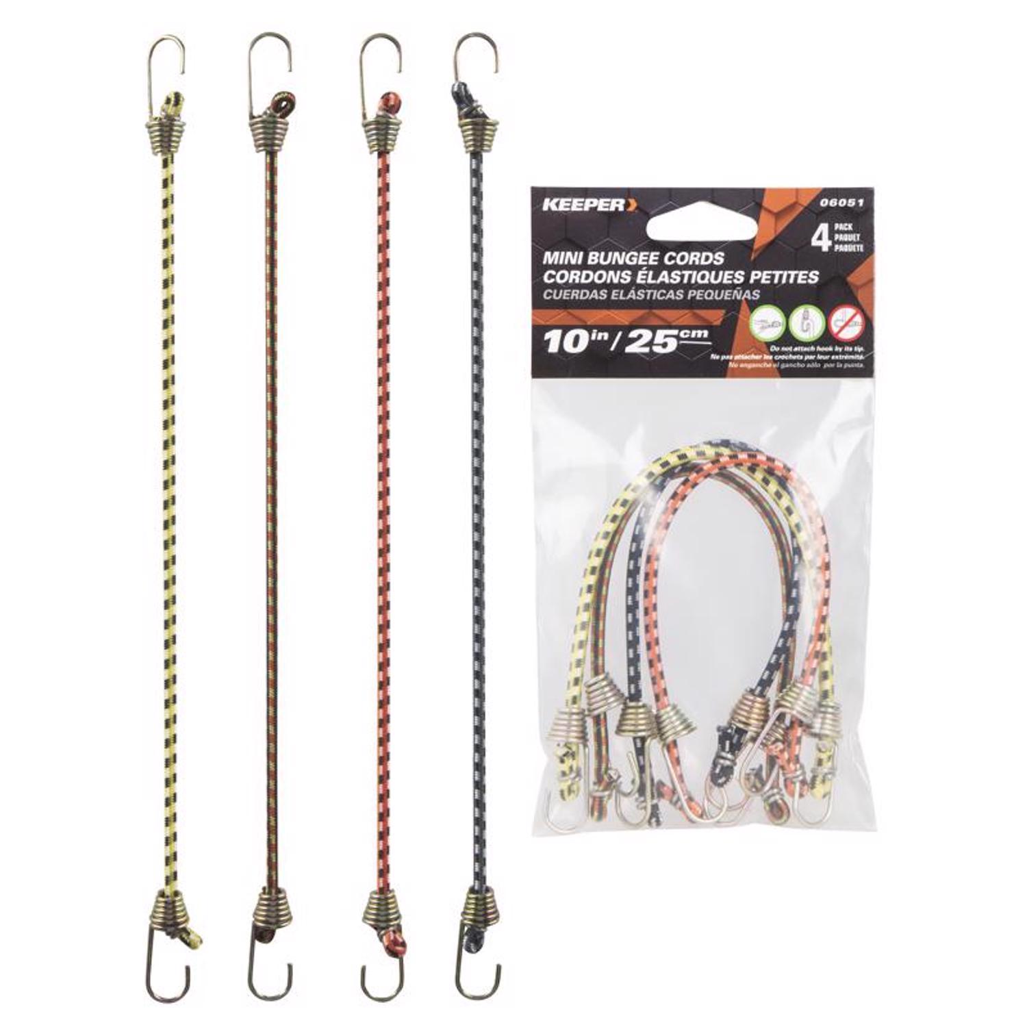 Keeper Assorted Bungee Cord 10 in. L X 0.16 in. 4 pk