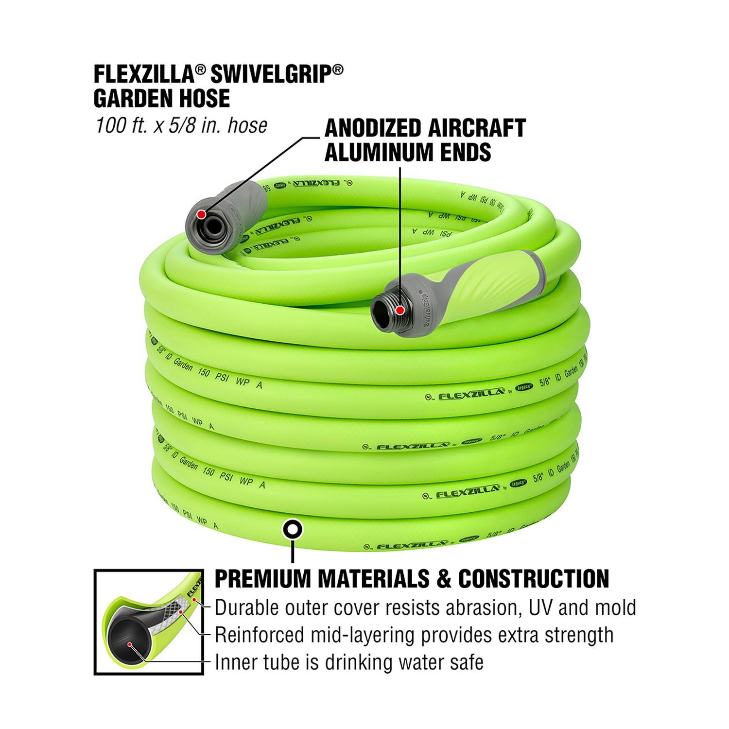 Legacy Flexzilla SwivelGrip 5/8 in. D X 100 ft. L Heavy Duty Premium Grade Garden Hose