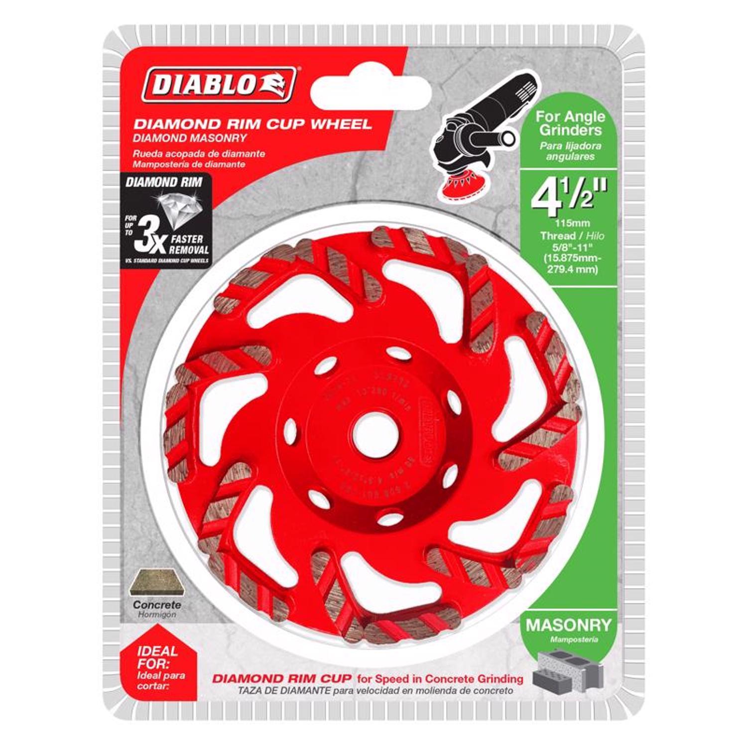 Diablo 4-1/2 in. D X 5/8-11 in. Masonry Cup Wheel 1 pk