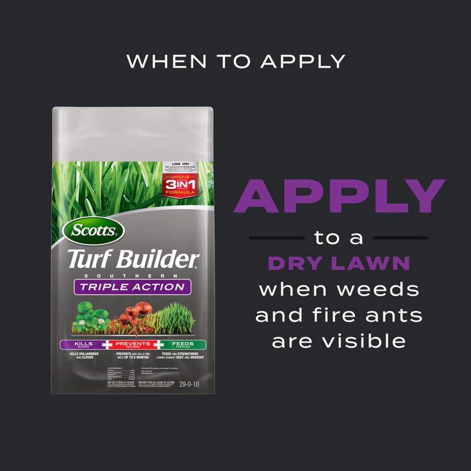 Scotts Turf Builder Southern Triple Action Weed & Feed Lawn Fertilizer For All Grasses 8000 sq ft