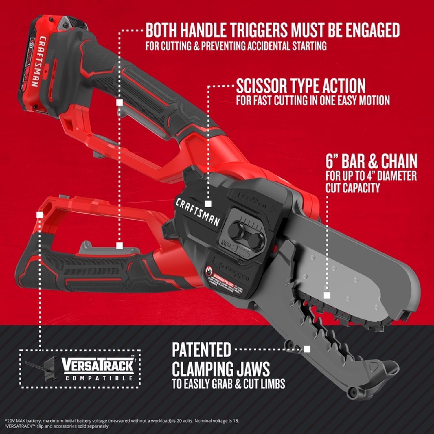 CRAFTSMAN V20 CMCCSL621D1 6 in. 20 V Battery Lopper Kit (Battery & Charger)
