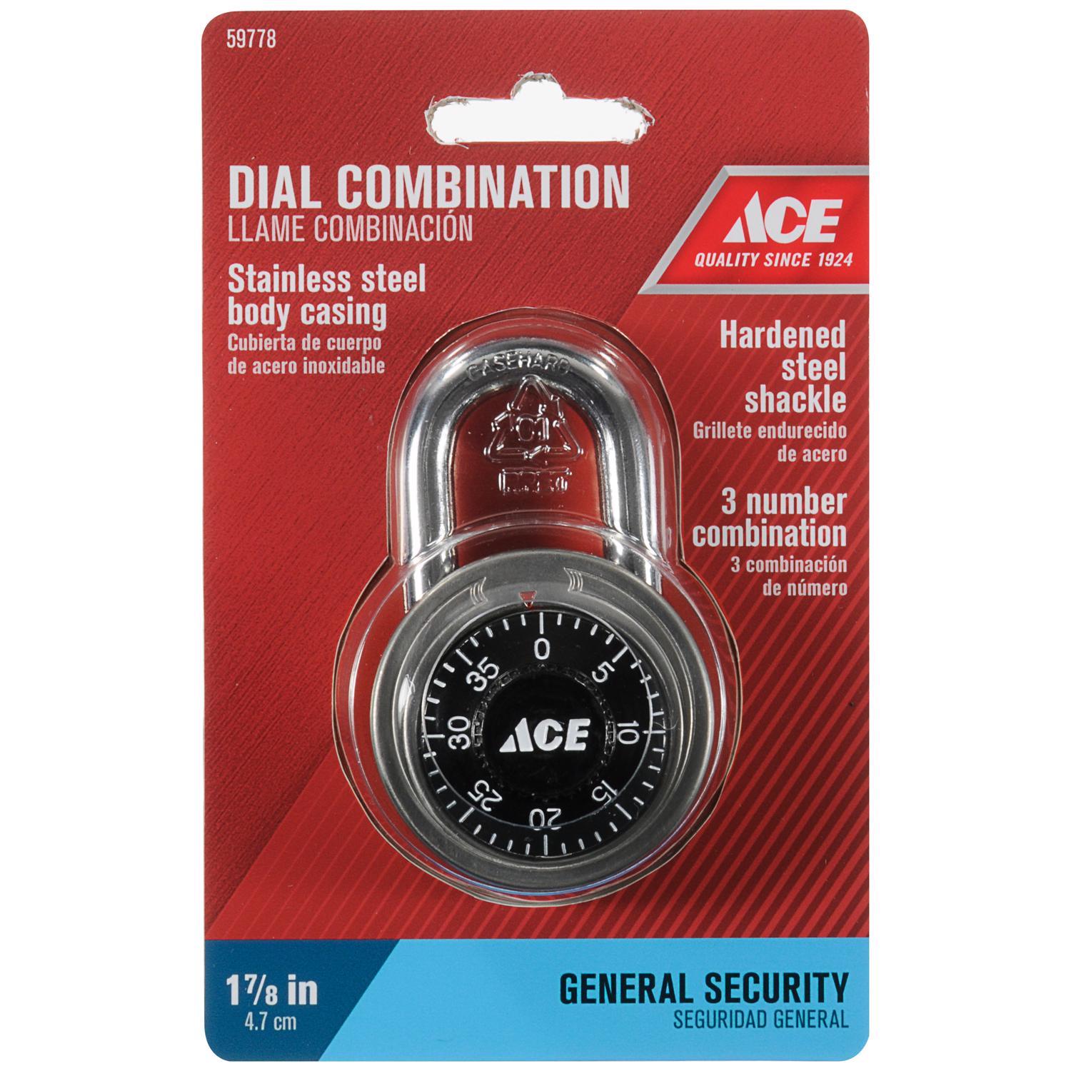 Ace 1-7/8 in. H X 1-7/8 in. W X 3/4 in. L Stainless Steel Combination Dial Padlock