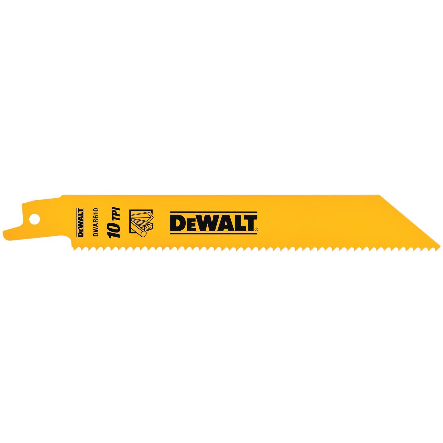 DEWALT 6 in. Bi-Metal Reciprocating Saw Blade 10 TPI 5 pk