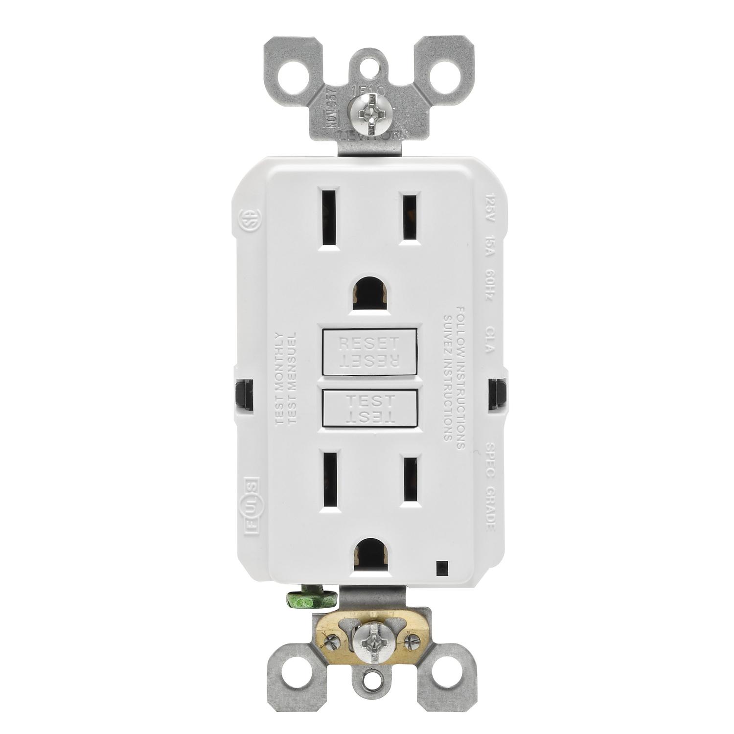 Leviton SmartlockPro 15 amps 125 V Duplex White GFCI Outlet 5-15R 1 pk