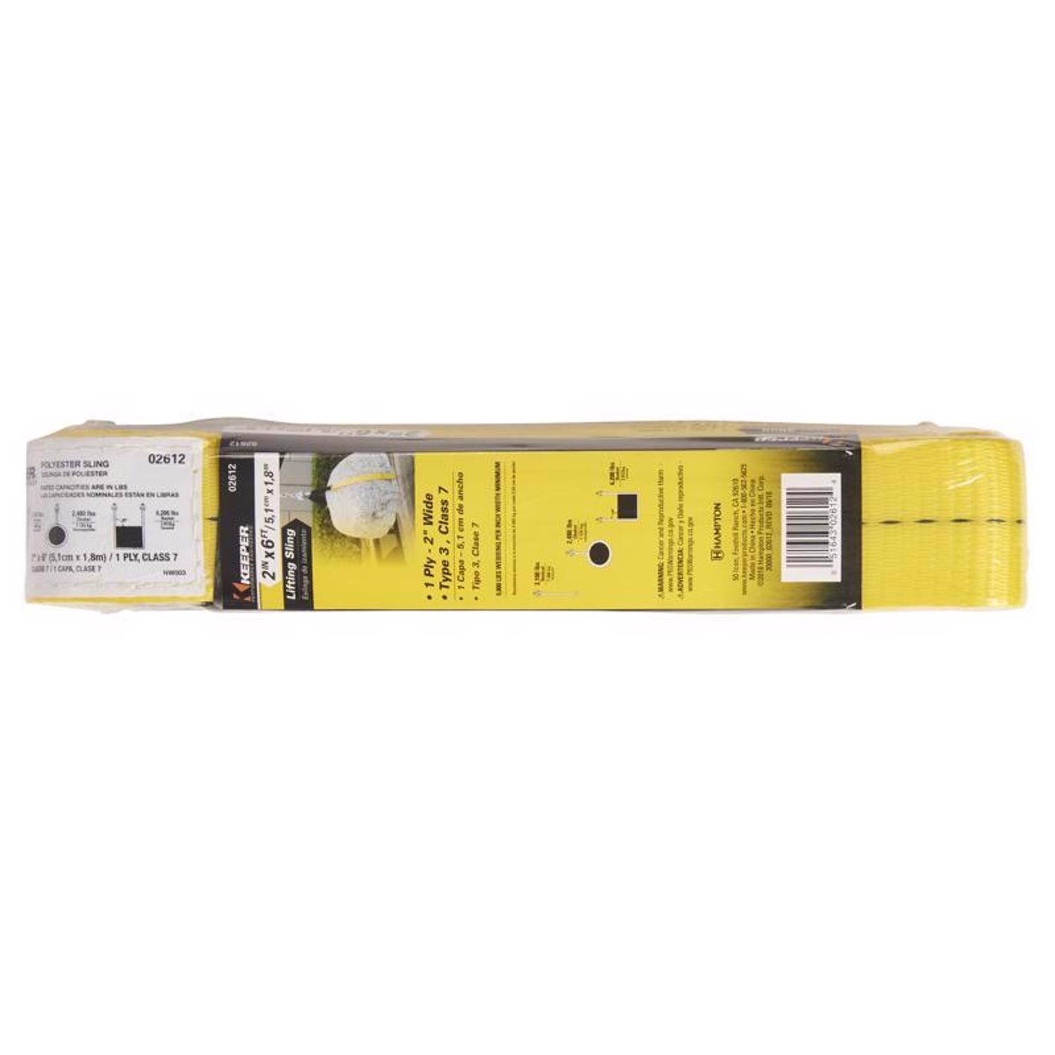 Keeper 2 in. W X 6 ft. L Black/Yellow Lifting Sling 6200 lb 1 pk