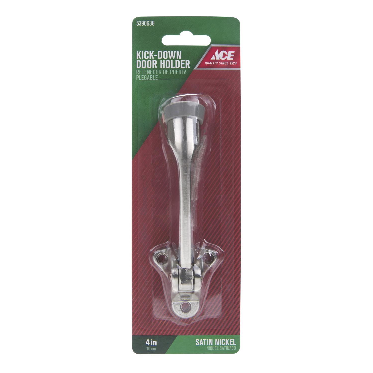 Ace 4 in. W Nickel Satin Nickel Silver Kick-Down Door Holder Mounts to door 0 in.