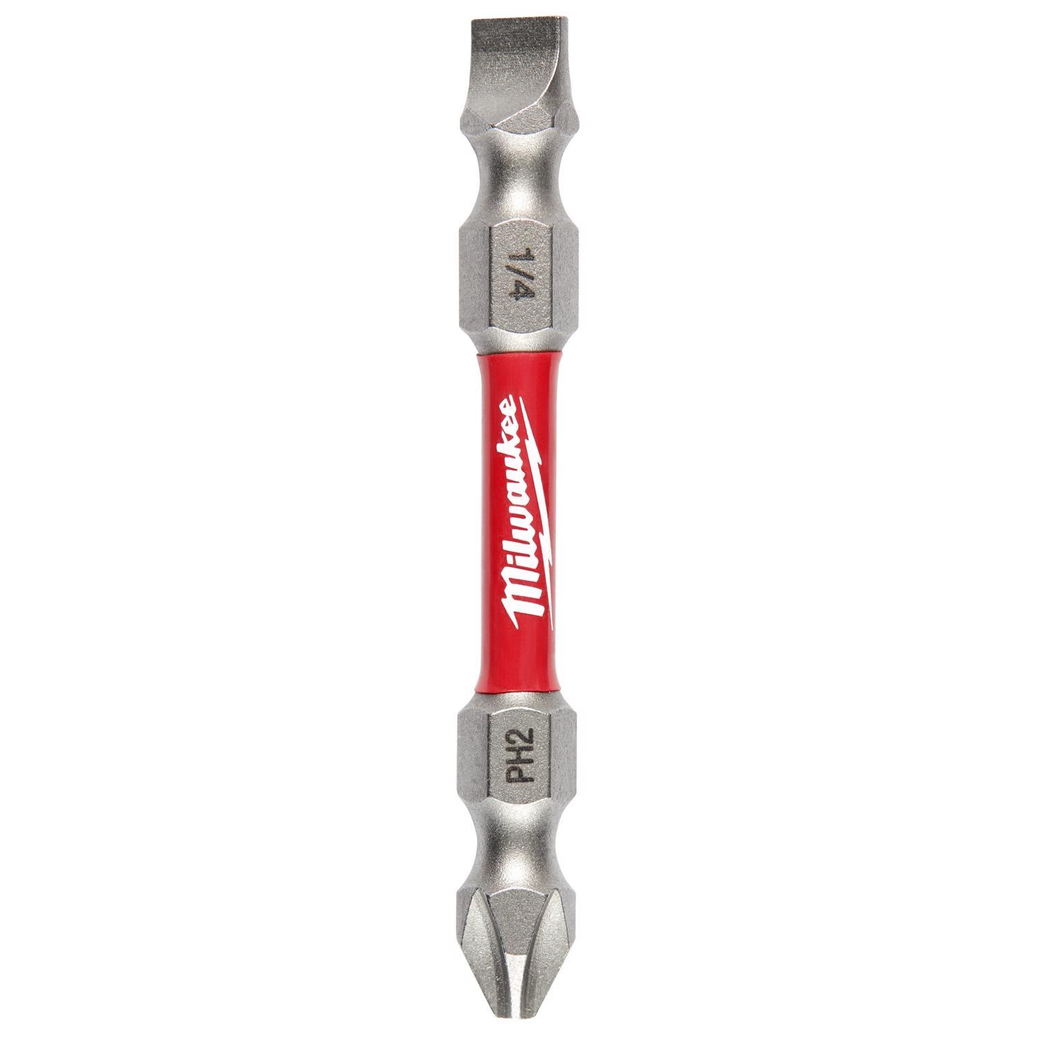 Milwaukee Shockwave Phillips/Slotted PH2/SL1-4 in. X 2-3/8 in. L Impact Double-Ended Power Bit Steel