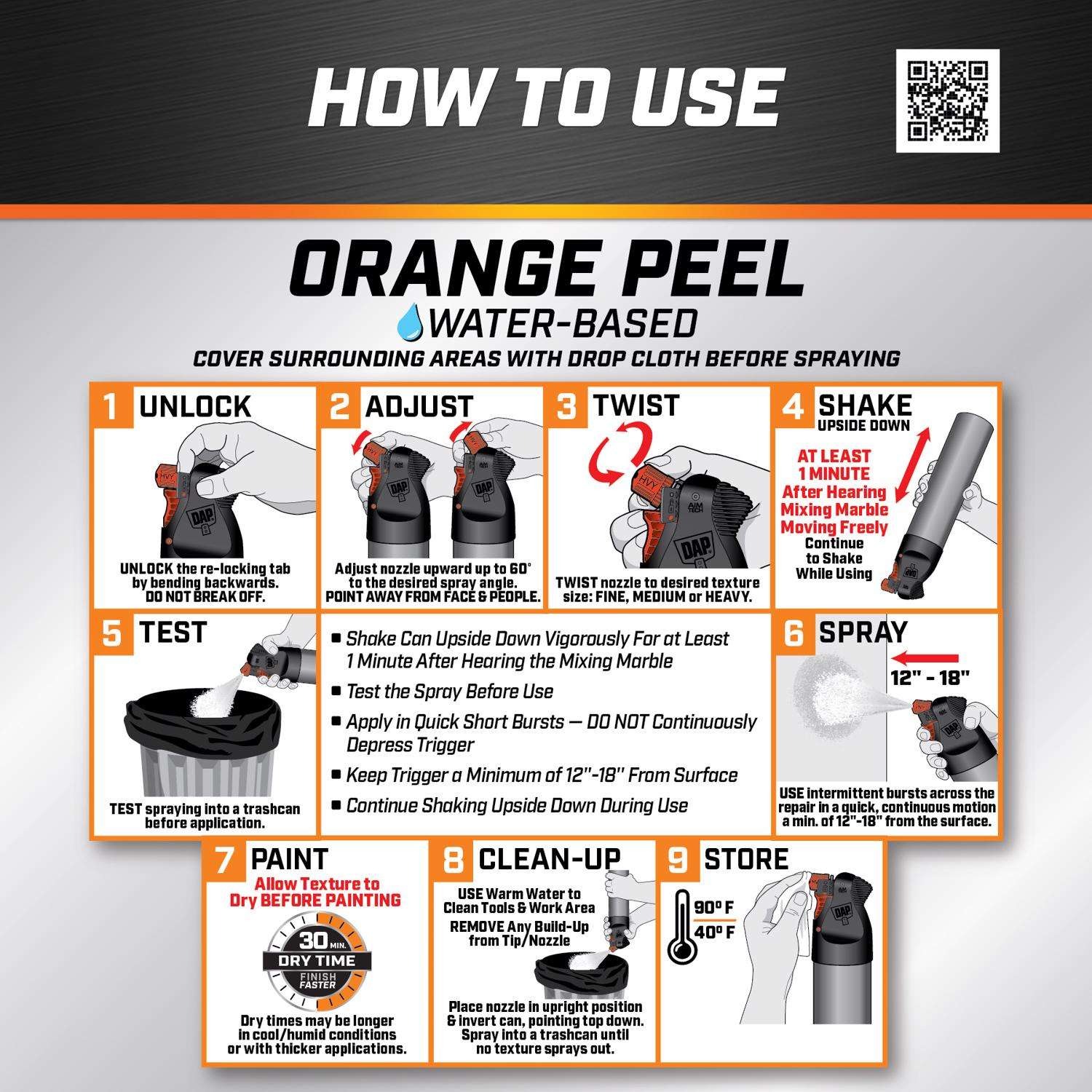 DAP White Water-Based Orange Peel Spray Texture 25 oz.