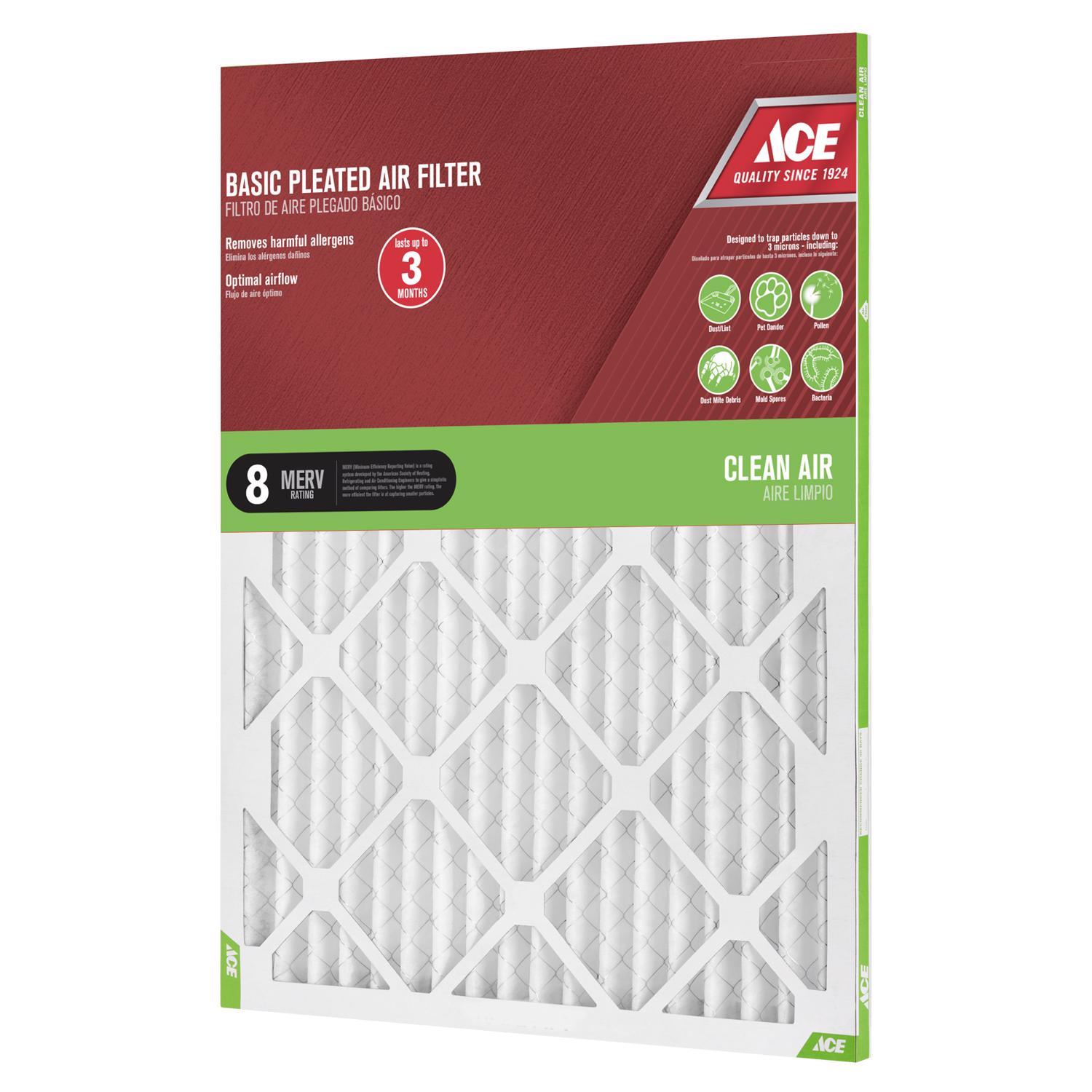 Ace 15 in. W X 20 in. H X 1 in. Synthetic 8 MERV Pleated Air Filter 1 pk