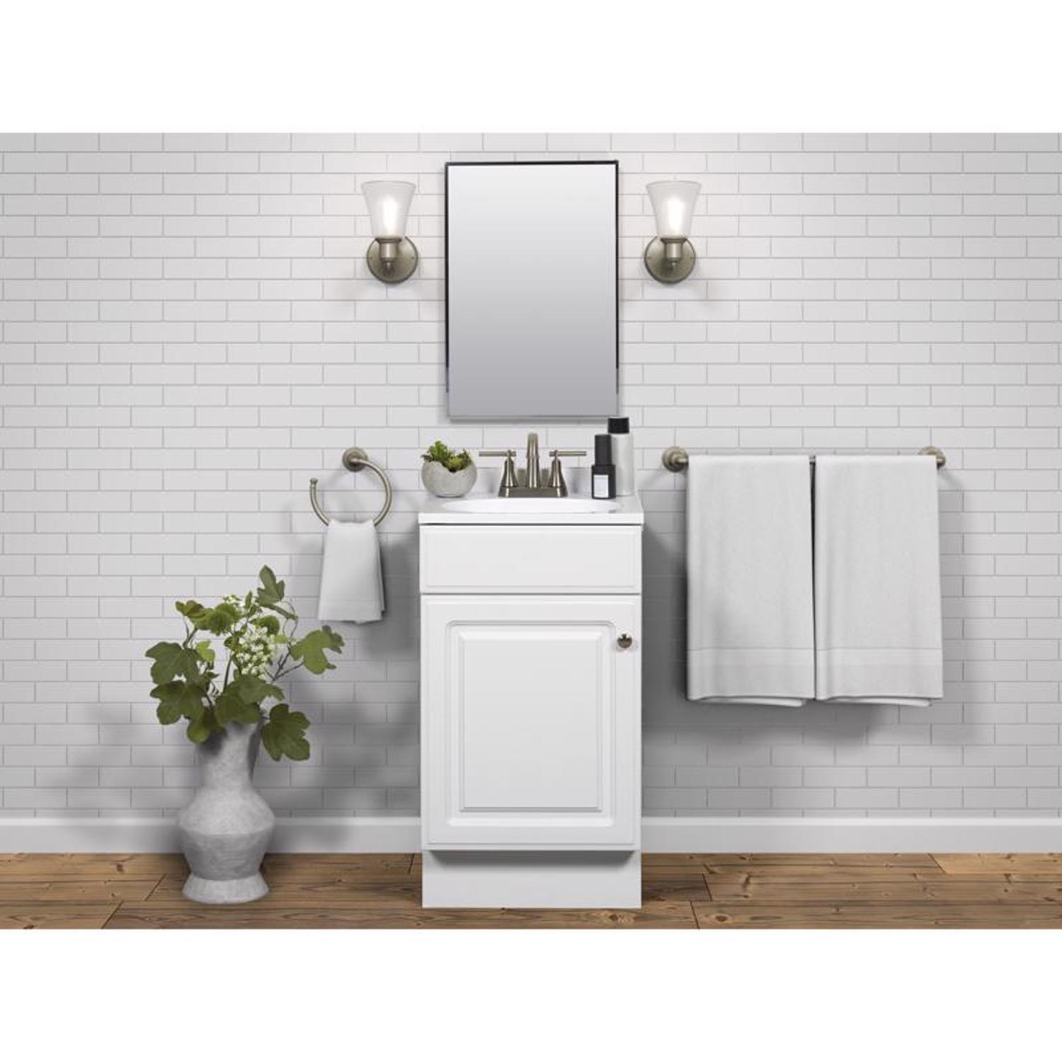 Zenna Home Single White Bathroom Vanity 18 in. W X 16 in. D X 35 in. H