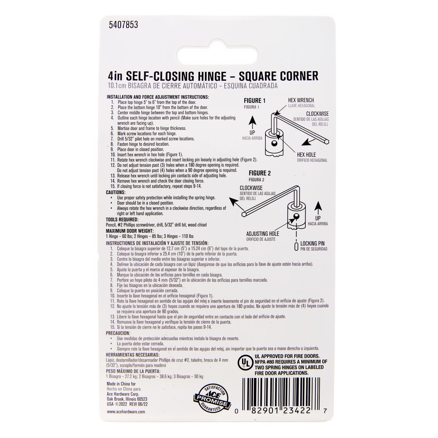 Ace 4 in. L Tuscan Bronze Self Closing Hinge 1 pk