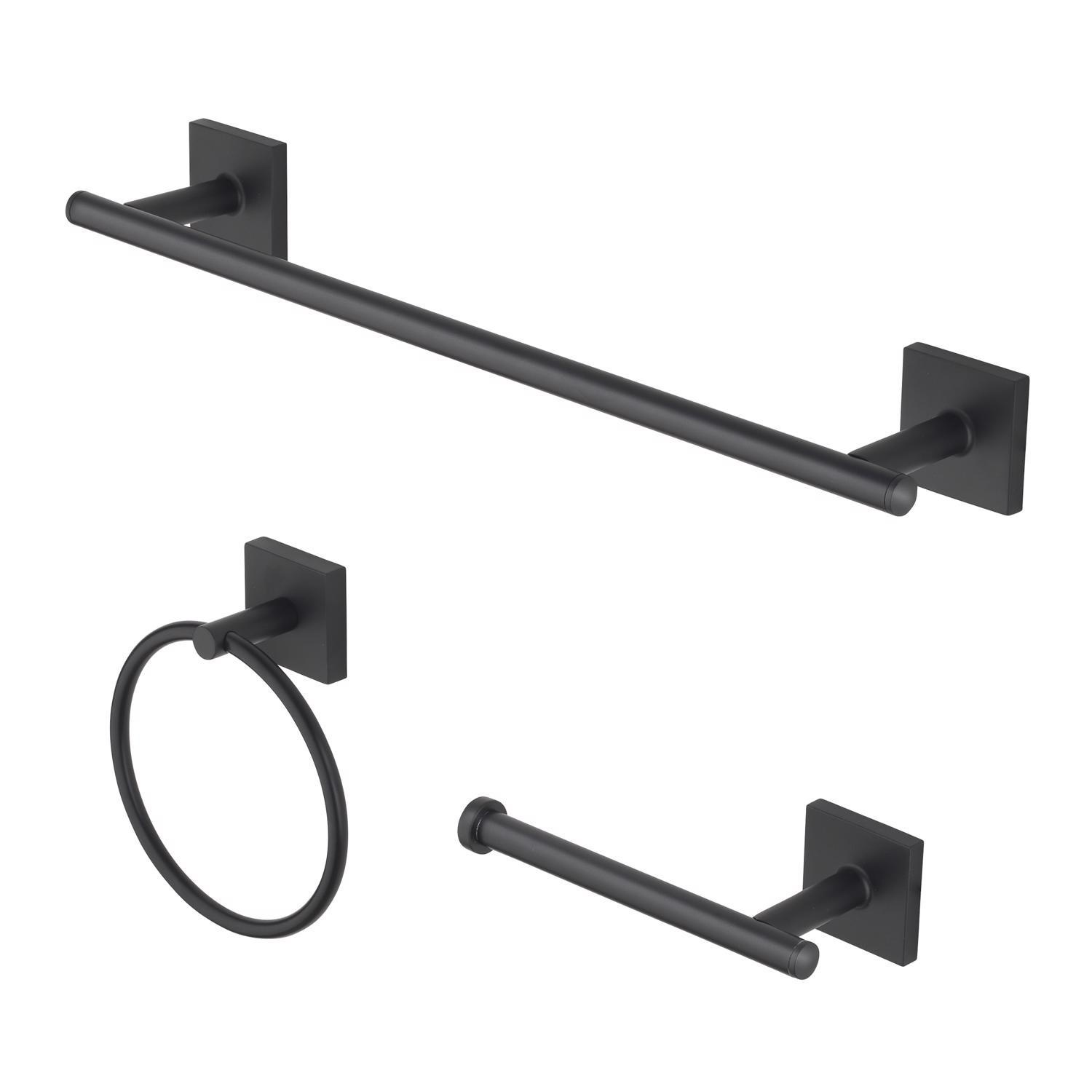 Oakbrook Matte Black Black Zinc Bath Accessory Set