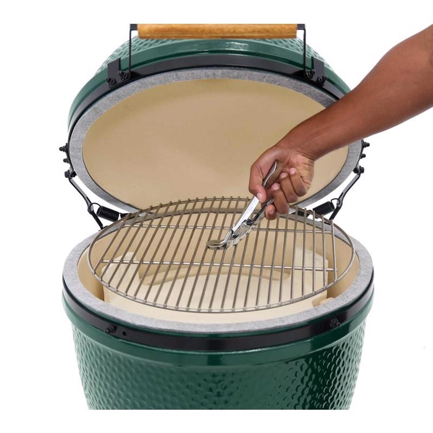 Big Green Egg 15 in. Medium EGG Package with Nest/Handler Charcoal Kamado Grill and Smoker Green