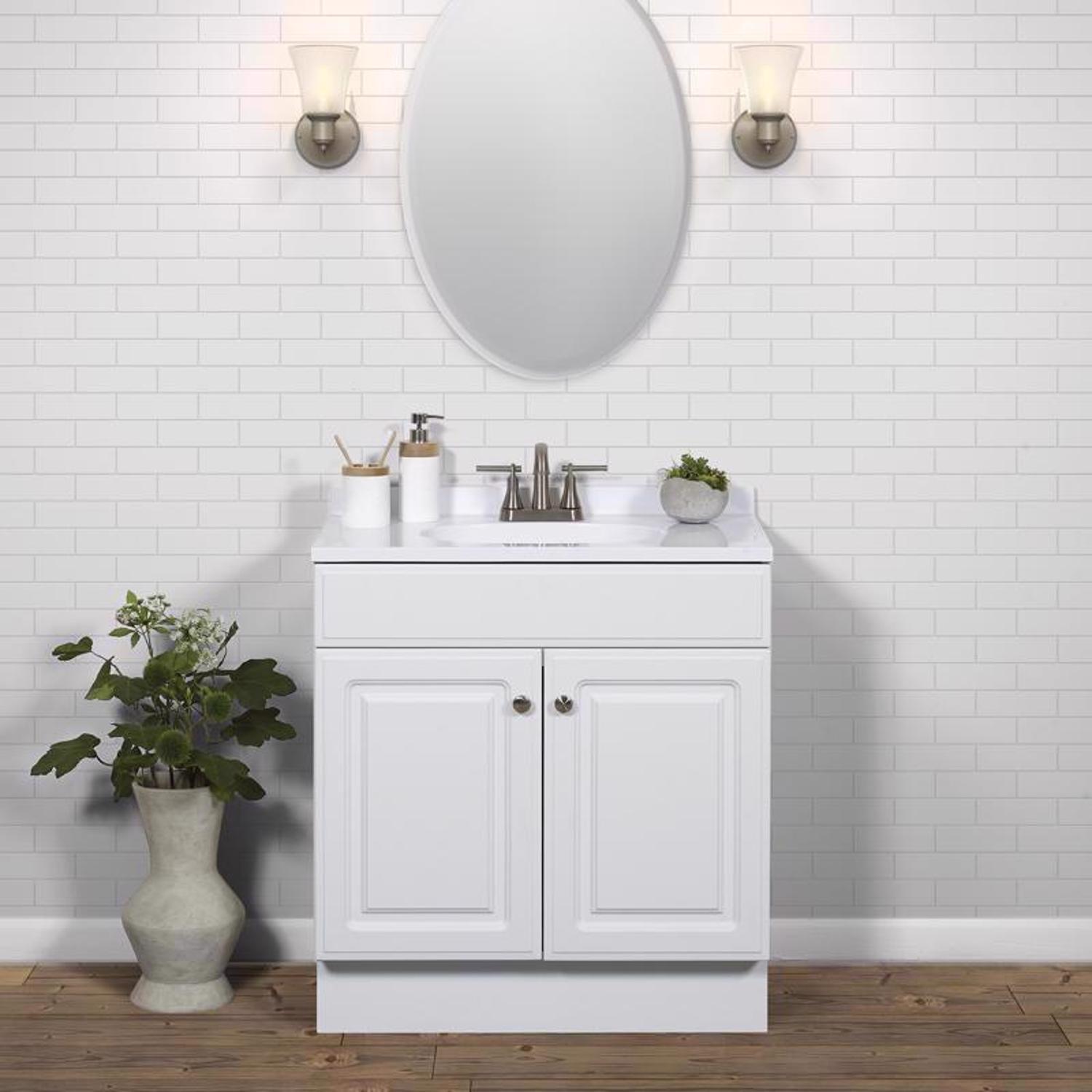 Zenna Home Single White Bathroom Vanity 30 in. W X 18 in. D X 35 in. H