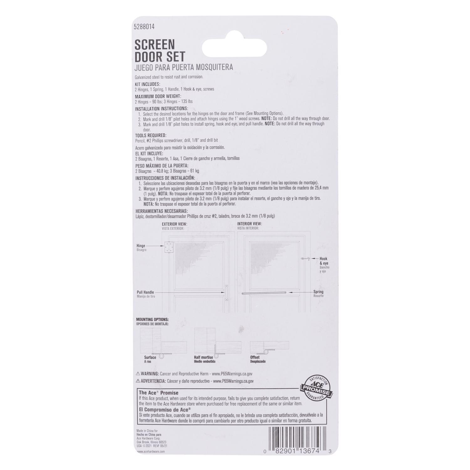 Ace Galvanized Silver Steel Screen/Storm Door Hardware Set 1 pk