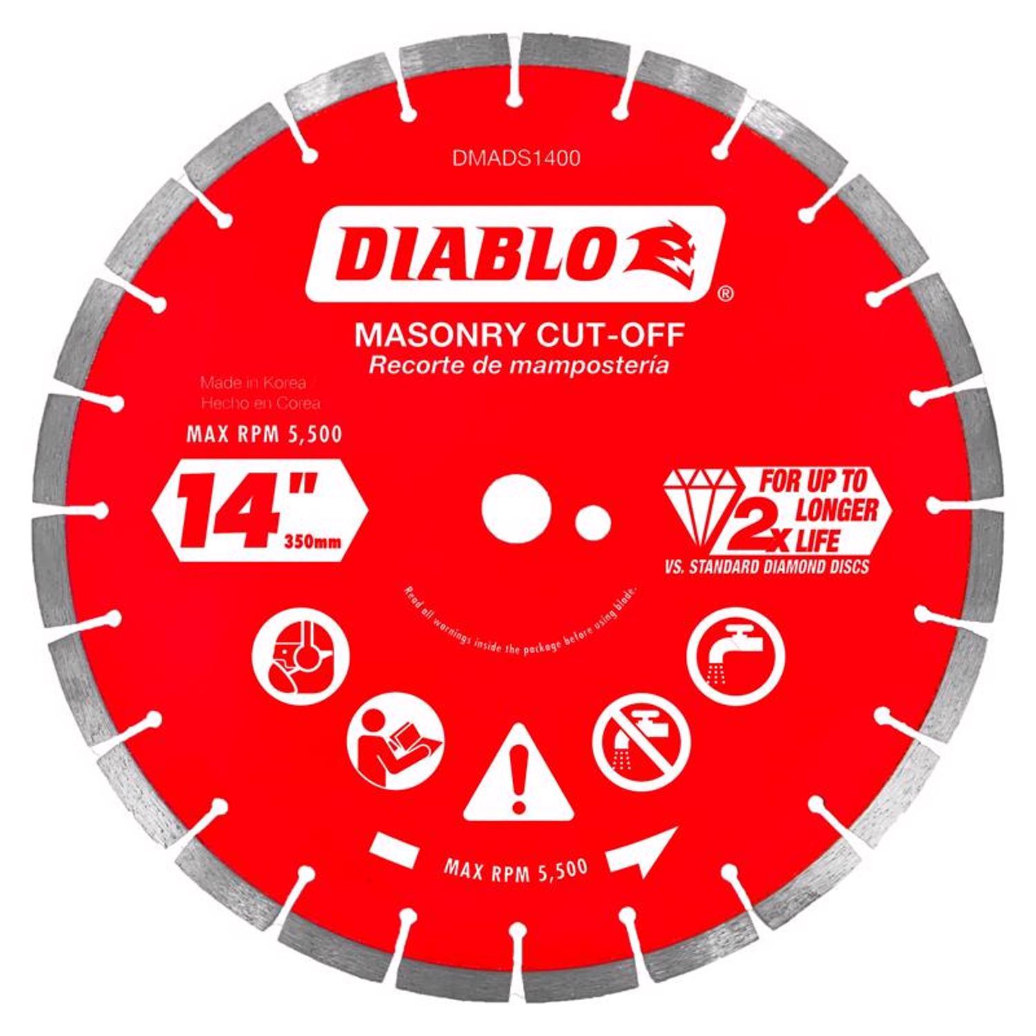 Diablo 14 in. D X 1 in. X.126 in. thick Diamond Segmented Masonry Cut-Off Disc