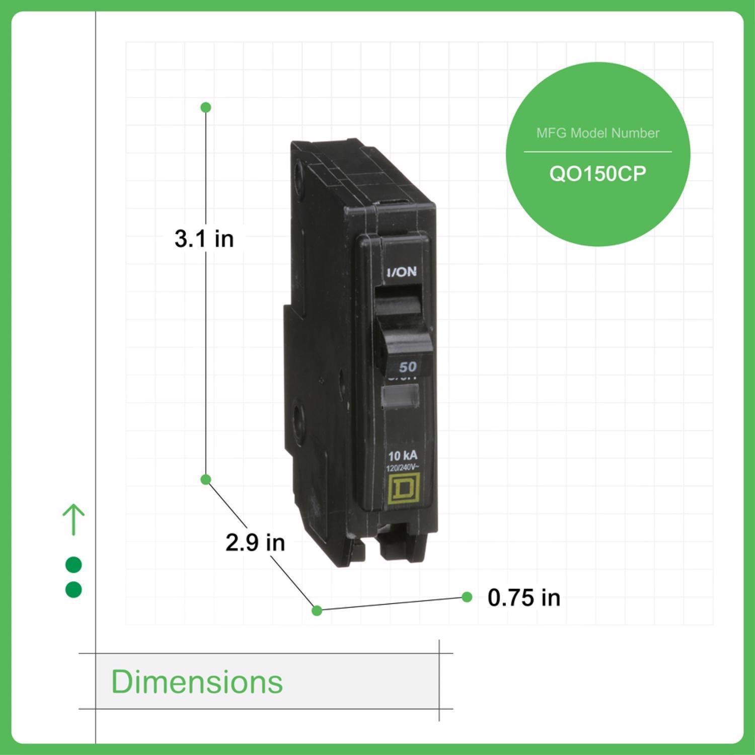 Square D QO 50 amps Plug In Single Pole Circuit Breaker