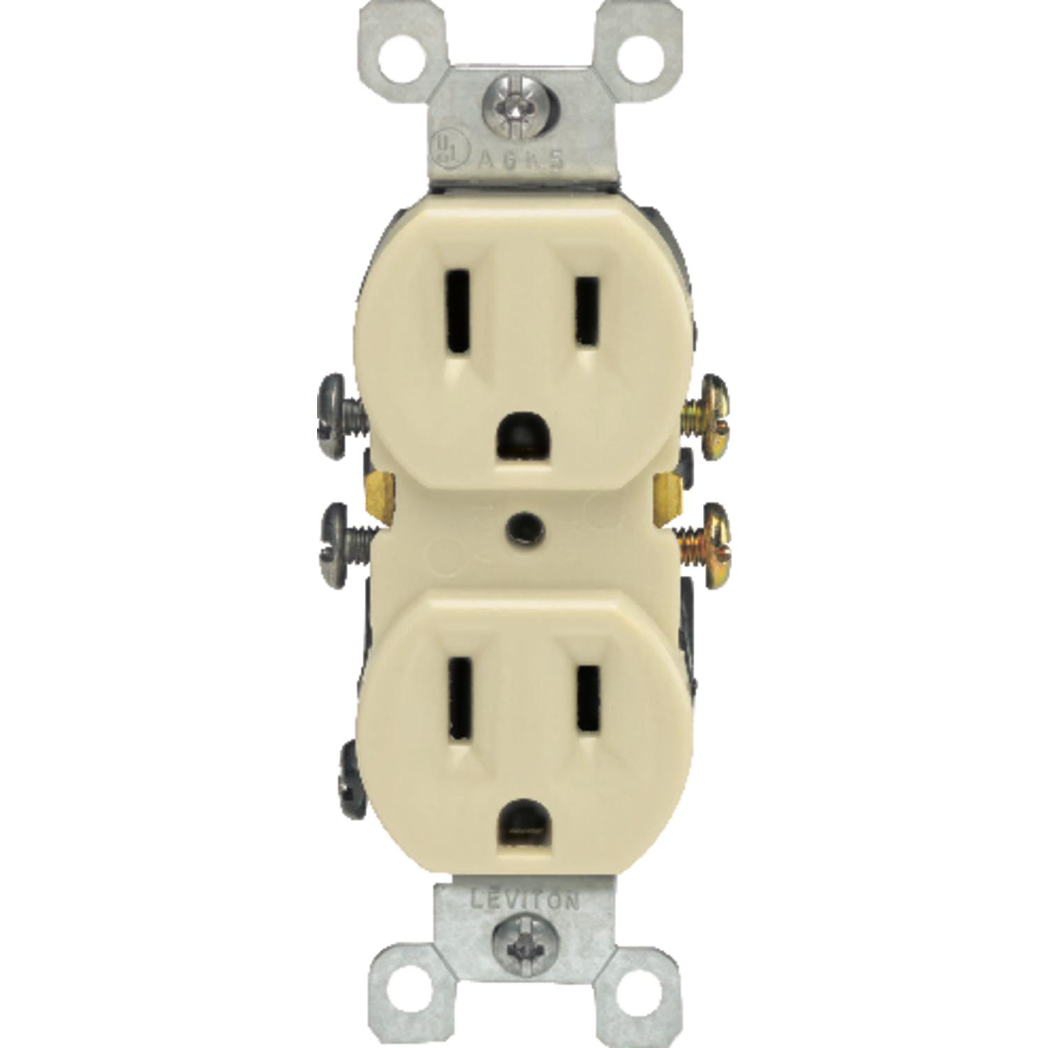 Leviton 15 amps 125 V Duplex Ivory Outlet 5-15R 1 pk