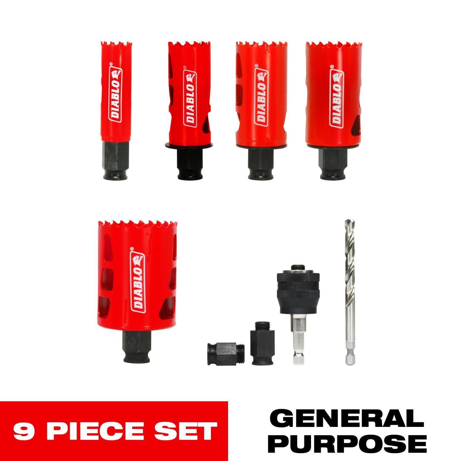Diablo Snap-Lock Plus Bi-Metal Diablo Mandrel 2-3/8 in. L Hole Saw Kit Arbor Included