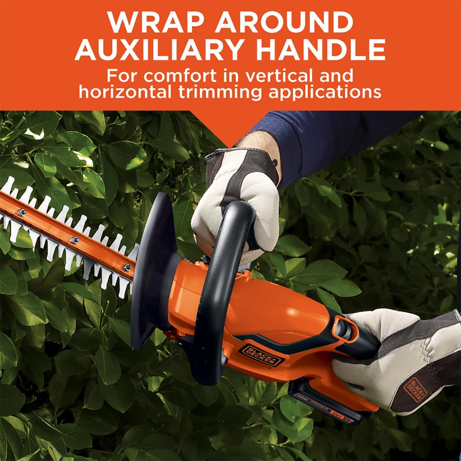 Black+Decker 22 in. 20 V Battery Hedge Trimmer Kit (Battery & Charger)